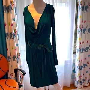 Philosophy di Alberta Ferretti Green Ruched Wrap Dress
